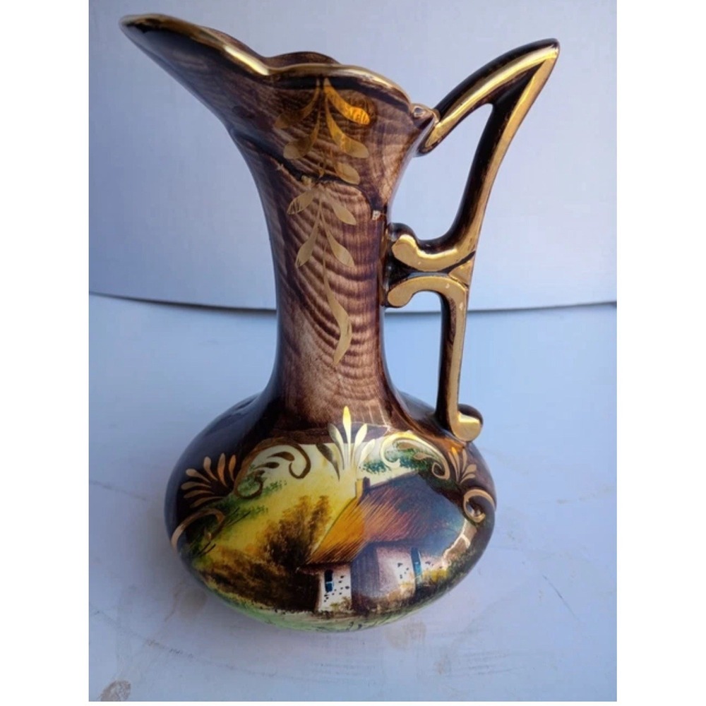 Extraordinary Vase Made in Belgium by Henry Bequet #314 Quaregnon 7"Hand Painted
